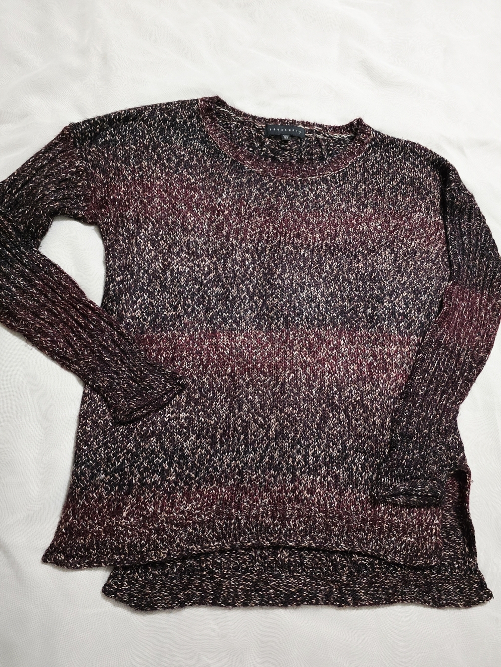 Sanctuary Black Red Striped Long Sleeve Knit Sweater